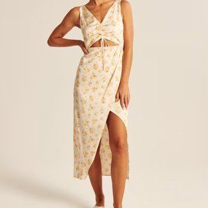 Abercrombie Cinch-front Satin Midi dress